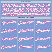 Custom Light Blue White-Pink Authentic Throwback Basketball Jersey