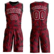 Custom Crimson Crimson-Black Round Neck Sublimation Basketball Suit Jersey