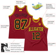 Custom Maroon Black-Gold Authentic Throwback Basketball Jersey