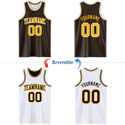 Custom Brown Gold-White Reversible Double Side Basketball Jersey