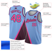 Custom Light Blue Pink-Black Triangle Pinstripes Authentic City Edition Basketball Jersey