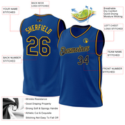 Custom Blue Navy-Gold Authentic Throwback Basketball Jersey