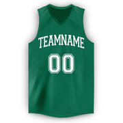 Custom Kelly Green White V-Neck Basketball Jersey