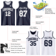 Custom Navy White Reversible Double Side Basketball Jersey