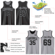 Custom Reversible Black Gray Double Side Basketball Jersey