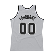 Custom Gray Black-White Authentic Throwback Basketball Jersey