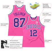 Custom Pink Purple-White Authentic Throwback Basketball Jersey