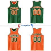 Custom Reversible Kelly Green Orange-White Double Side Basketball Jersey