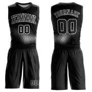 Custom Black White Round Neck Sublimation Basketball Suit Jersey