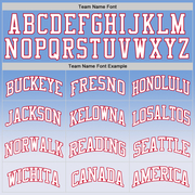 Custom Light Blue White-Red Authentic Fade Fashion Basketball Jersey