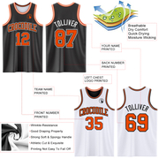 Custom Reversible Black Orange-White Double Side Basketball Jersey