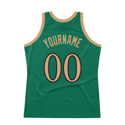 Custom Kelly Green Old Gold-Black Authentic Throwback Basketball Jersey