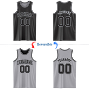 Custom Reversible Black Gray Double Side Basketball Jersey