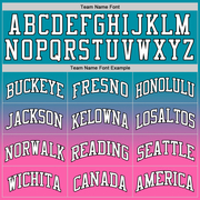 Custom Teal White-Pink Authentic Fade Fashion Basketball Jersey