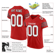 Custom Scarlet White-Black Mesh Authentic Football Jersey