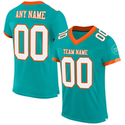 Custom Aqua White-Orange Mesh Authentic Football Jersey