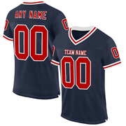 Custom Navy Red-White Mesh Authentic Throwback Football Jersey