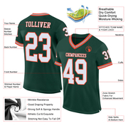 Custom Green White-Orange Mesh Authentic Throwback Football Jersey