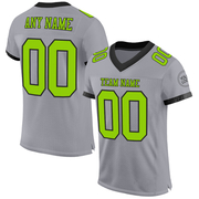 Custom Gray Neon Green-Black Mesh Authentic Football Jersey