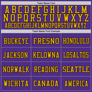 Custom Purple Black-Gold Mesh Authentic Throwback Football Jersey