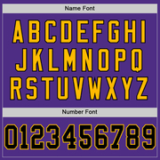 Custom Purple Black-Gold Mesh Authentic Throwback Football Jersey