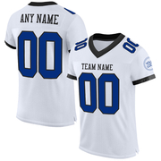Custom White Royal-Black Mesh Authentic Football Jersey