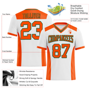 Custom White Orange-Kelly Green Mesh Authentic Football Jersey