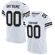 Custom White Black-Gray Mesh Authentic Football Jersey