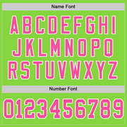 Custom Neon Green Pink-White Mesh Authentic Throwback Football Jersey