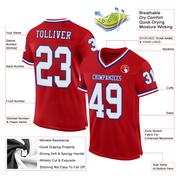 Custom Red White-Royal Mesh Authentic Throwback Football Jersey