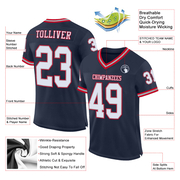 Custom Navy White-Gray Mesh Authentic Throwback Football Jersey