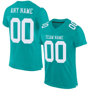 Custom Aqua White Mesh Authentic Football Jersey