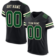Custom Black Green-Cream Mesh Authentic Football Jersey