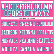 Custom Pink White-Teal Mesh Authentic Football Jersey