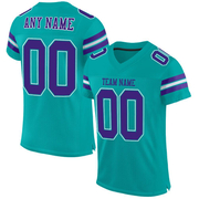 Custom Aqua Purple-White Mesh Authentic Football Jersey