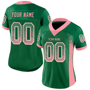 Custom Kelly Green Medium Pink-White Mesh Drift Fashion Football Jersey