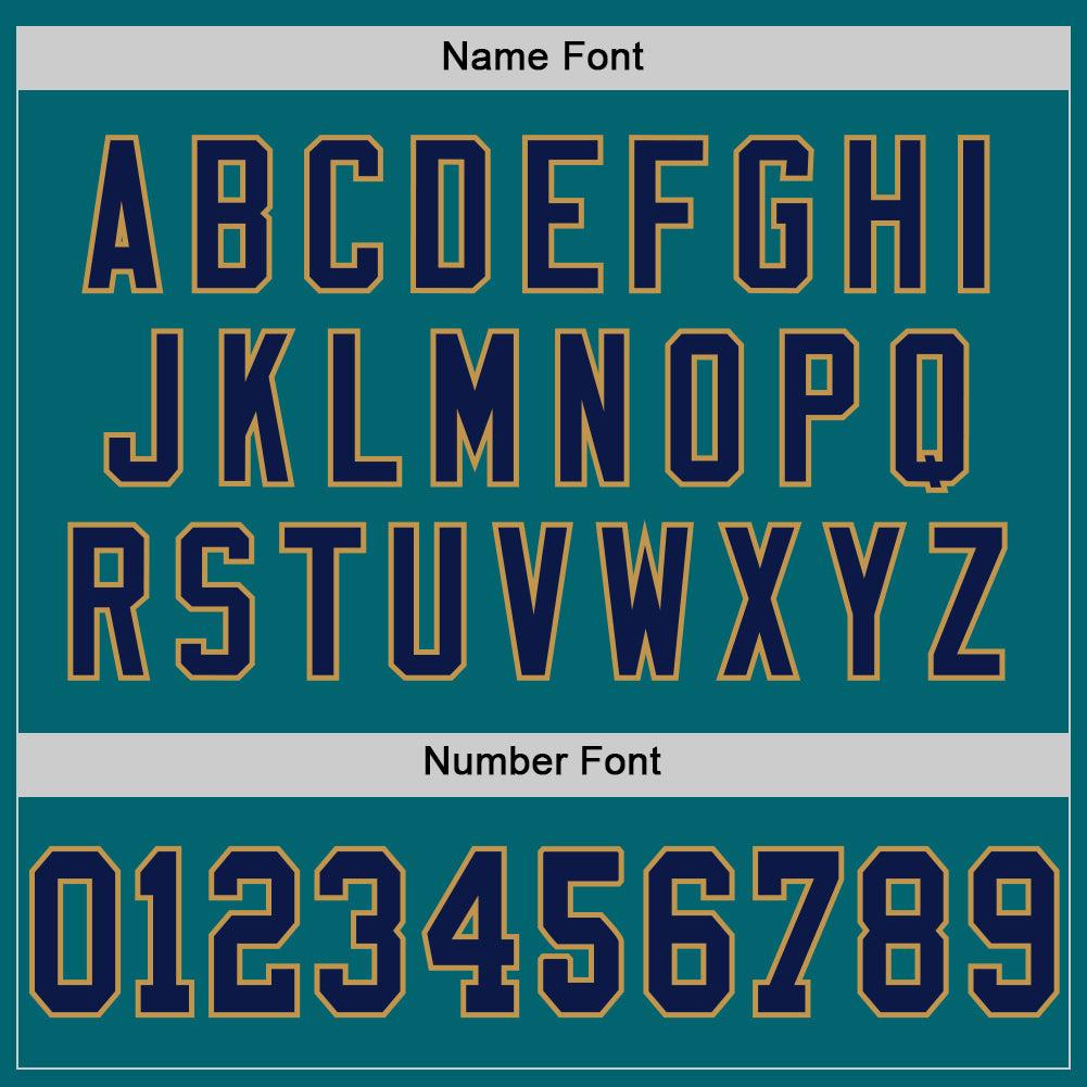 Custom Teal Navy-Old Gold Mesh Authentic Throwback Football Jersey