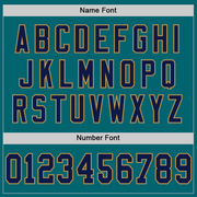 Custom Teal Navy-Old Gold Mesh Authentic Throwback Football Jersey