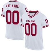 Custom White Maroon Mesh Authentic Throwback Football Jersey