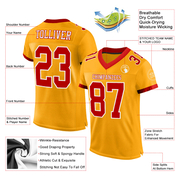 Custom Gold Red-White Mesh Authentic Football Jersey
