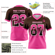 Custom Brown Pink-White Mesh Authentic Gradient Square Shape Flag Football Jersey