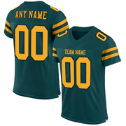 Custom Midnight Green Gold-Black Mesh Authentic Football Jersey