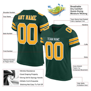 Custom Green Gold-White Mesh Authentic Football Jersey