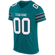 Custom Teal White-Black Mesh Authentic Football Jersey