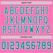 Custom Pink Teal-White Mesh Authentic Football Jersey