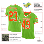Custom Neon Green Orange-White Mesh Authentic Throwback Football Jersey