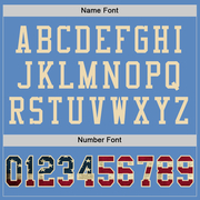 Custom Light Blue Vintage USA Flag-City Cream Mesh Authentic Football Jersey