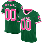 Custom Kelly Green Pink-White Mesh Authentic Throwback Football Jersey