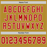 Custom Old Gold Red-White Mesh Authentic Throwback Football Jersey