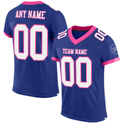 Custom Royal White-Pink Mesh Authentic Football Jersey
